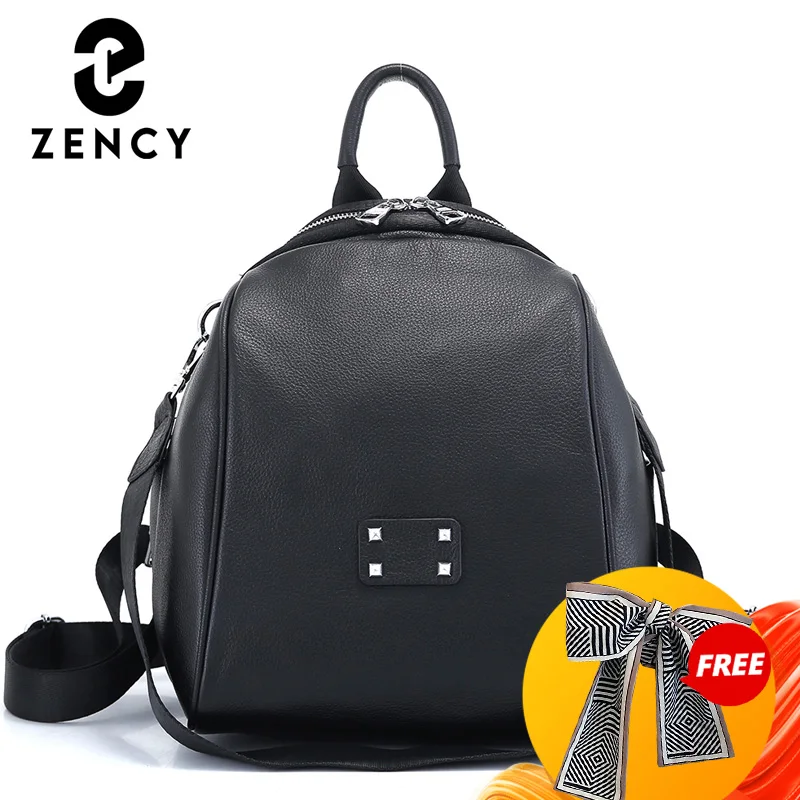 

Zency Soft Genuine Leather Backpack 2021 Winter Simple Design Women's Rucksack Daily Casual Travel Knapsack Teenager School Bag