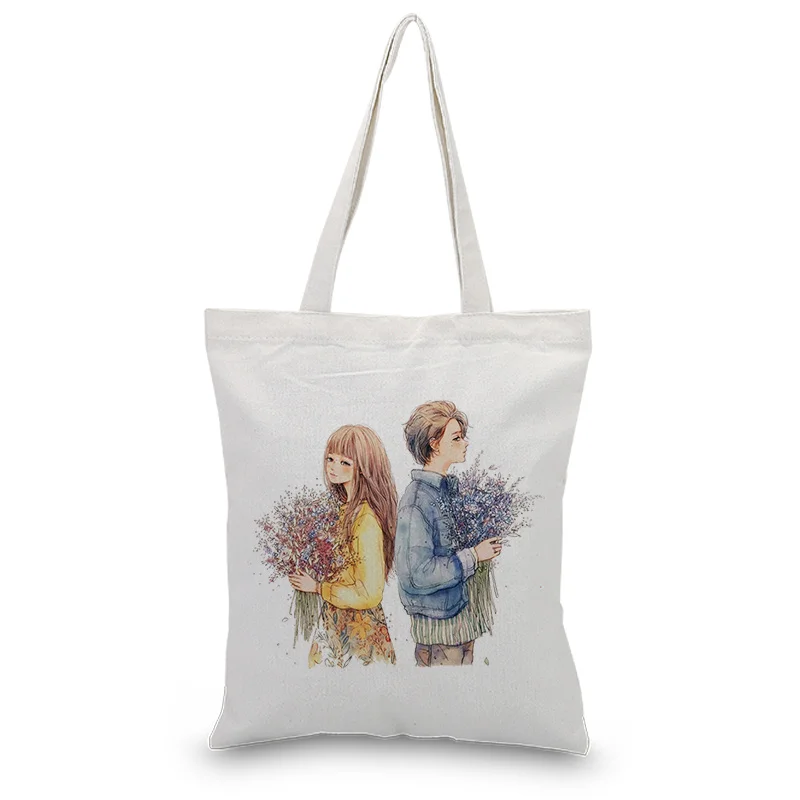 Тканевая сумка тоут с узором для влюбленных покупок ежедневного использования