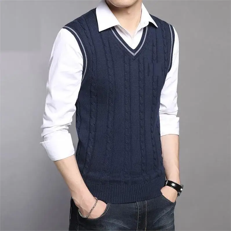 Men Sweater Winter&ampspring Jacket Mens Pullovers Sleeveless Knitted Gentleman Vest Male Elegant Casual Designe | Мужская одежда