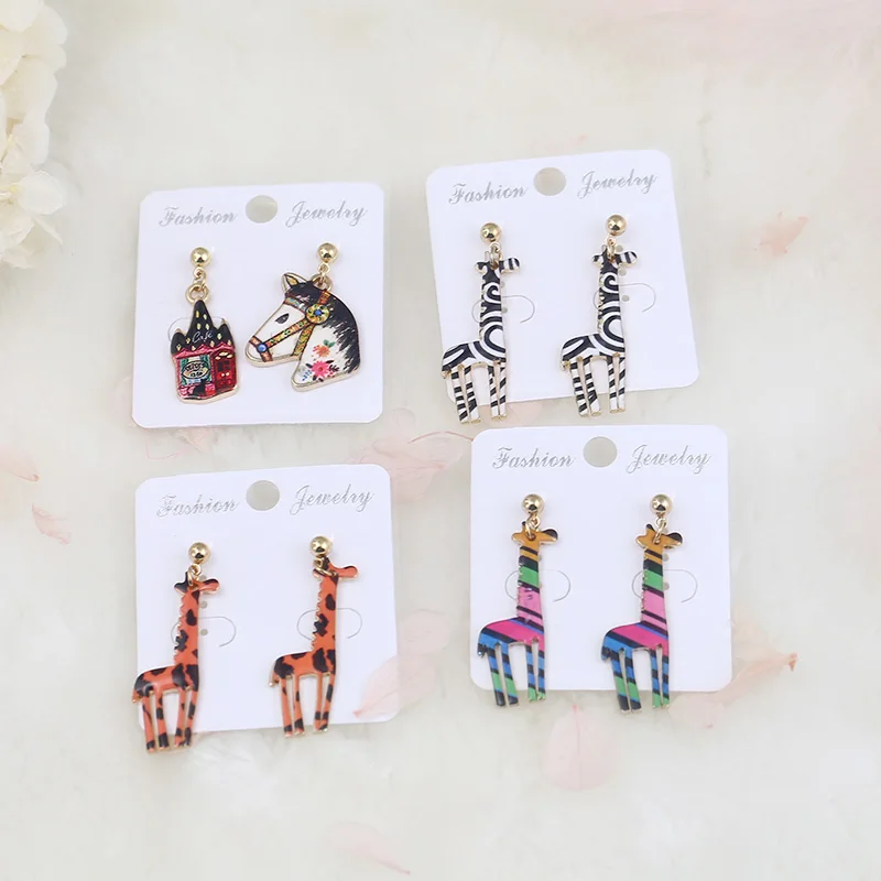 Серьги подвески с эмалью женские милые корейские ювелирные украшения в виде