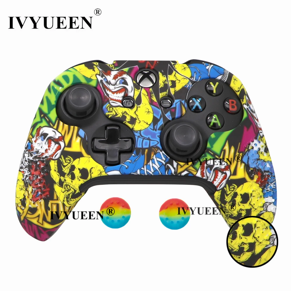 IVYUEEN, 15 цветов, силиконовый чехол для microsoft Xbox One X S, тонкий контроллер, защитный чехол с аналоговой ручкой для большого пальца - Цвет: Graffiti D