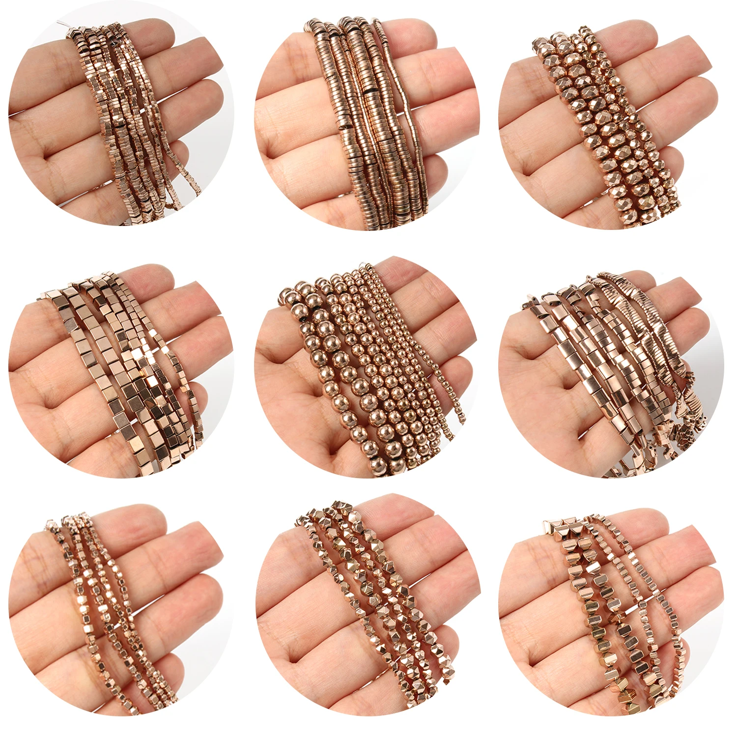 

Color Retention Rose Gold-Plated Hematite Beads Natural Minerals Loose Spacer Beads for Jewelry Making DIY Bracelet Accessories