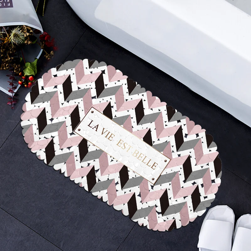 

Bath Mats FreeShipping pvc shower bath mat Nonslip floor V card mat anti-slip mat bathroom
