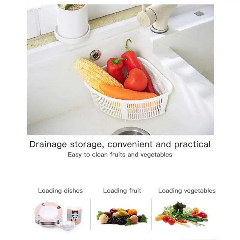 

1Pcs Kitchen Triangular Sink Strainer Vegetable Fruit Drain Basket Suction Cup Sponge Rack Storage Tool Sink Filter Shelf Holder