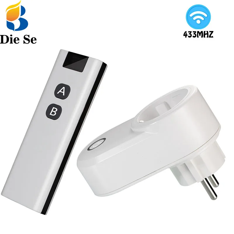 

Smart Socket and EU Plug Wireless Remote Control and 433mhz Transmitter 220V 15A Programmable Electrical Outlet Switch for LED
