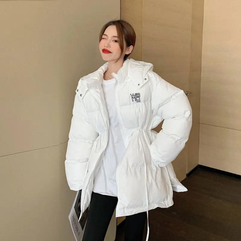 

Пуховик женский зимний на белом утином пуху, теплый, свободный, корейский стиль, 2021