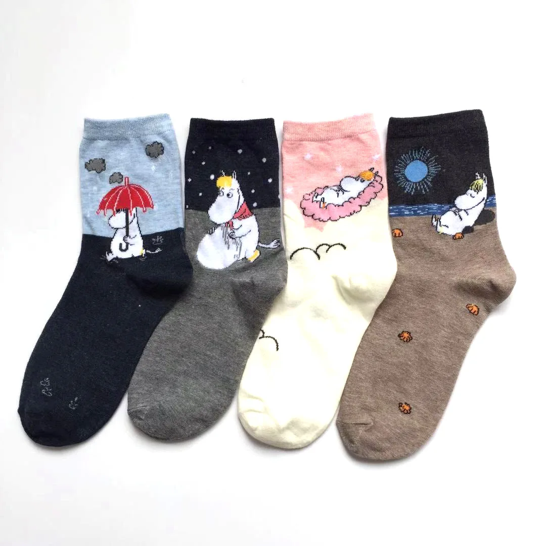 Socks Women Cartoon anime Socks Hippo Cartoon Animal Streetwear Harajuku Classic Funny Cute Kawaii Middle Tube Crew Socks Meias