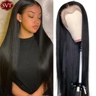 SVT перуанский 13X4 прозрачный кружевной парик, натуральный цвет, кружевной передний прямой парик, парики из человеческих волос для женщин, прямой парик