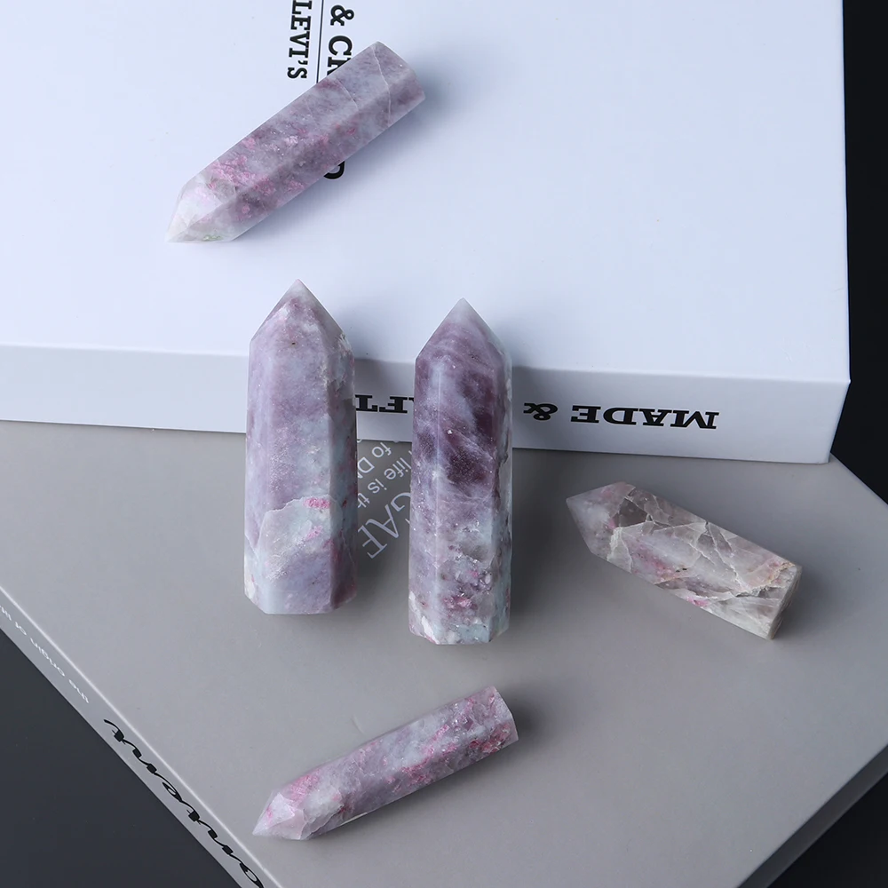 5-8 см натуральный кварц башня Турмалин цветущей сливы кристалл точка энергии
