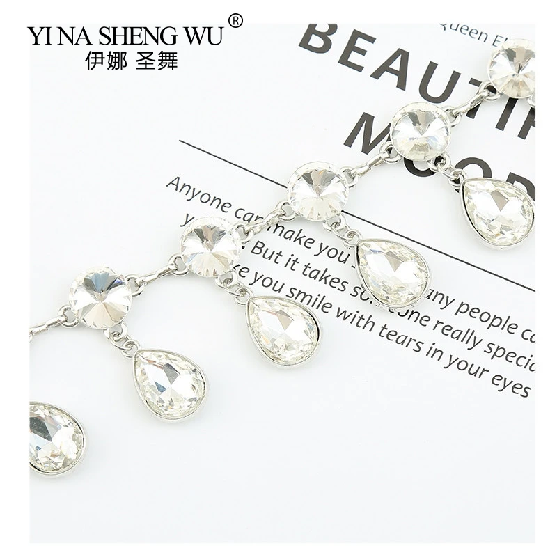 

Bohemia Style Vintage Women Water Drop Shape Pendant Belt Crystal Rhinestone Belly Dance Waist Chain Belt Evening Party Dress