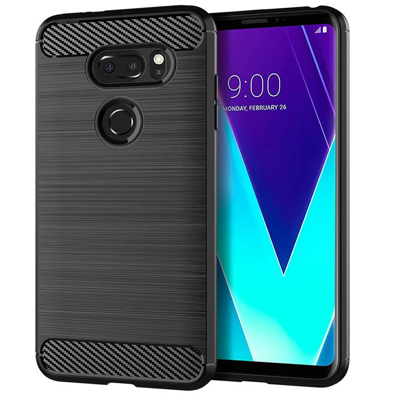 

For LG V30 Plus V30S Plus ThinQ V30S ThinQ V35 V40 Soft Carbon Fiber Phone Case Shockproof Full Protection Silicone Bumper Funda