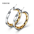 Серьги-кольца женские из титановой стали с цветными шариками