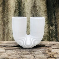 stripe concrete candle holder silicone mold u shaped cement vase mould handmade cement home decor nordic style