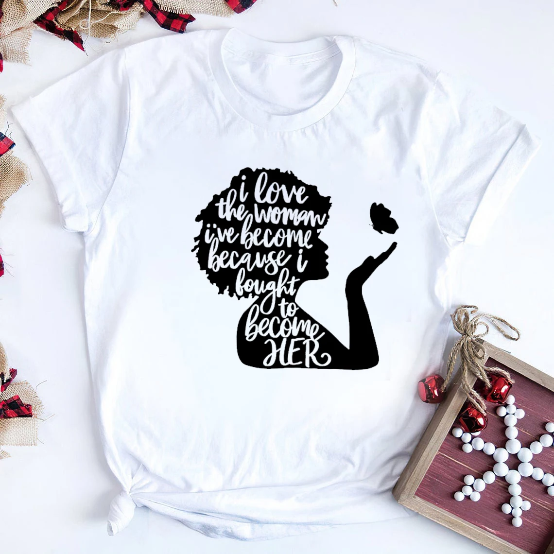 

Black Girl Magic Shirt Black Pride Melanin T-shirt Cute Black Girl with Butterfly Graphic Tee BLM Black Power Shirts