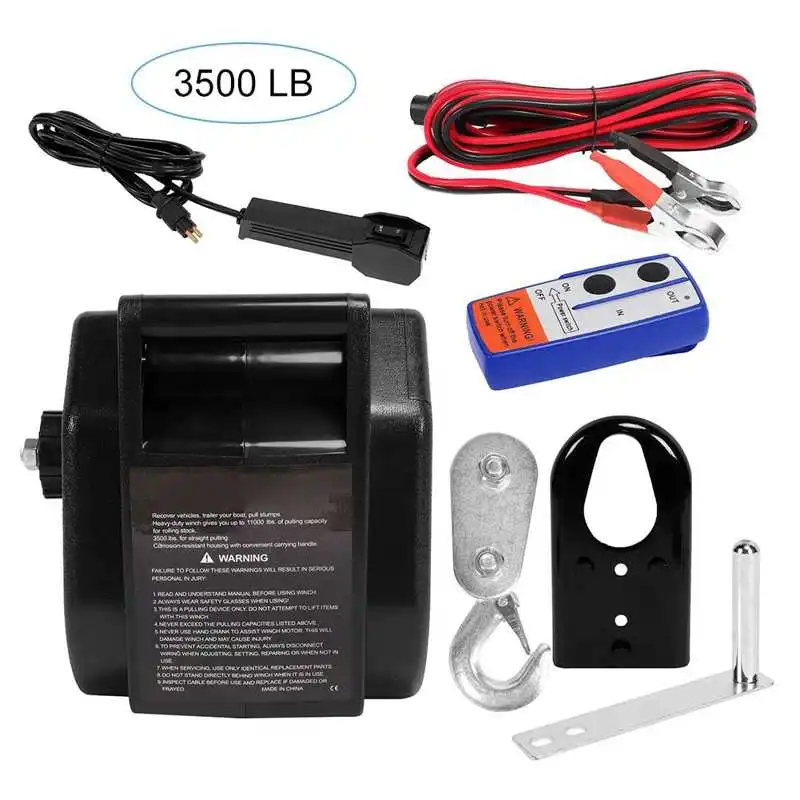 

2000lb/3500lb Electric Winch 4990 KG with Radio Remote Control Electric Boat Winch Kit Auto Lift Heavy Duty Recovery Winch