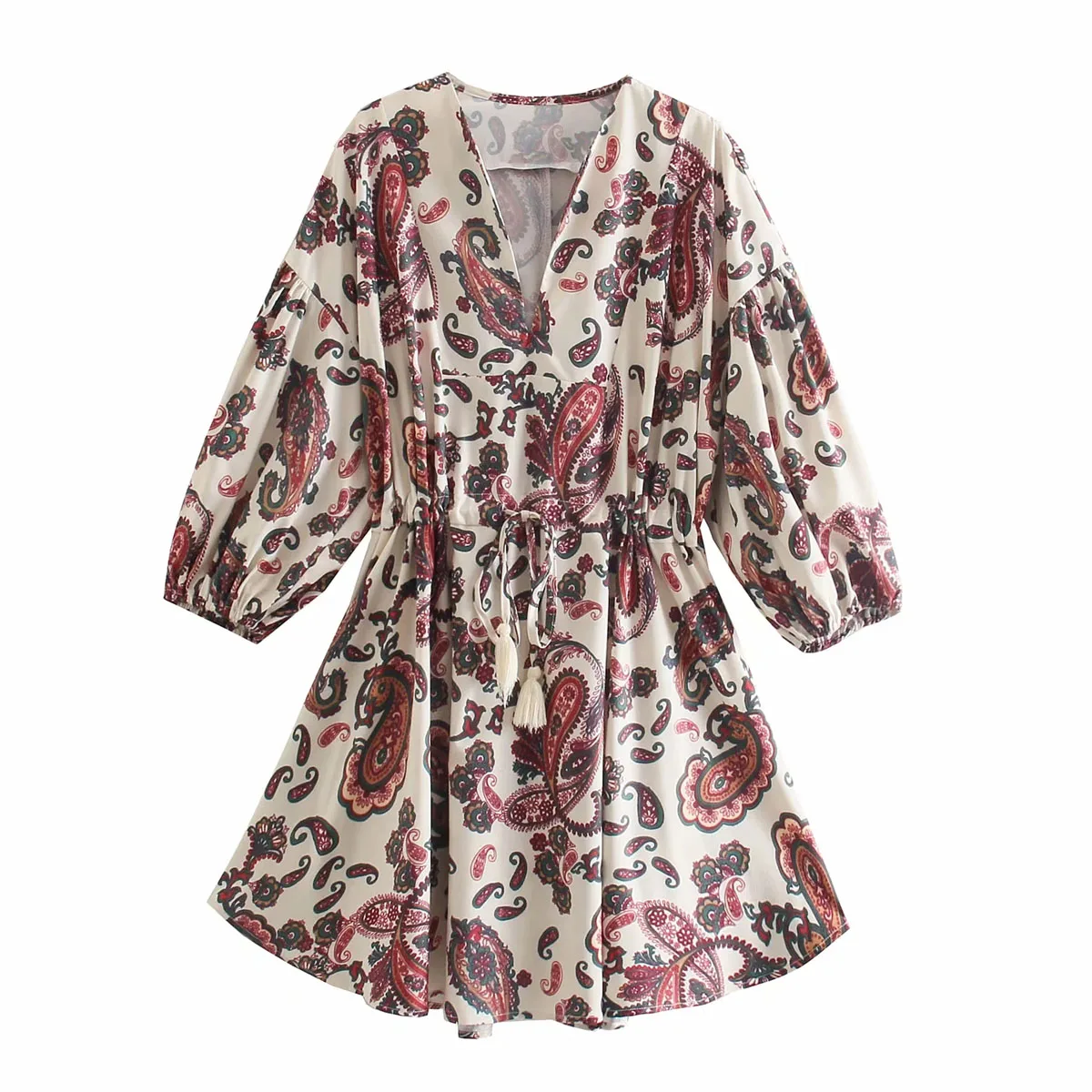 

Vintage V Neck Half Sleeve Knee Length Floral Dresses DLQZ567