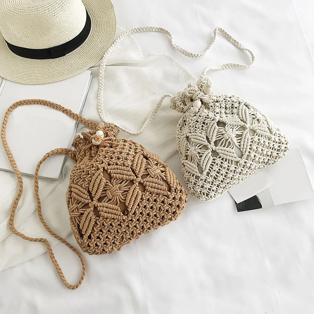 

Fringe Woven Bags 2021 Women's Brand Crossbody Shoulder Bags Purses and Handbags Handmade Bohemian Messenger Bag Female Bolsas