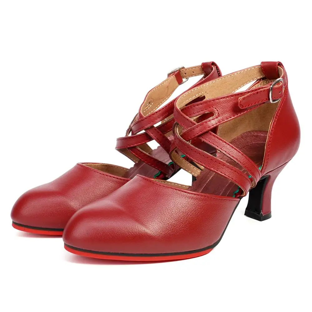 

HIPPOSEUS Latin Dance-Shoes Women Girls Tango Modern Dance Shoes Ladies Ballroom Dancing Shoes High Heel Leather Dance Shoes