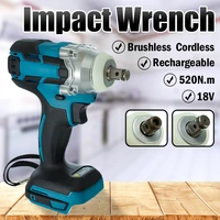 18v 520nm electric rechargeable brushless impact wrench cordless 12 socket wrench power tool for makita battery