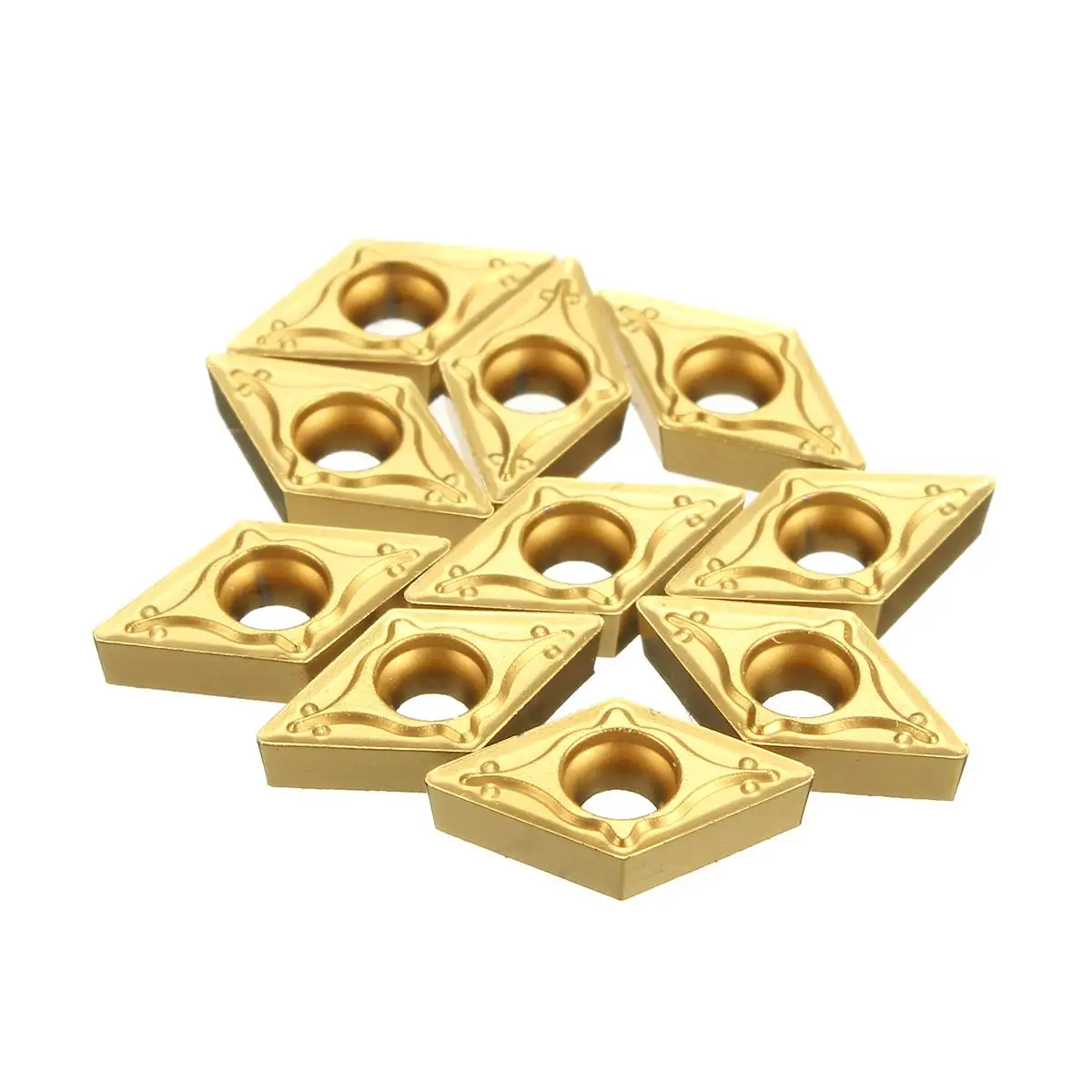 

10Pc/box DCMT 0702 TIN Carbide Inserts 7x7x2mm for Steel CNC Semi Finishing Gold