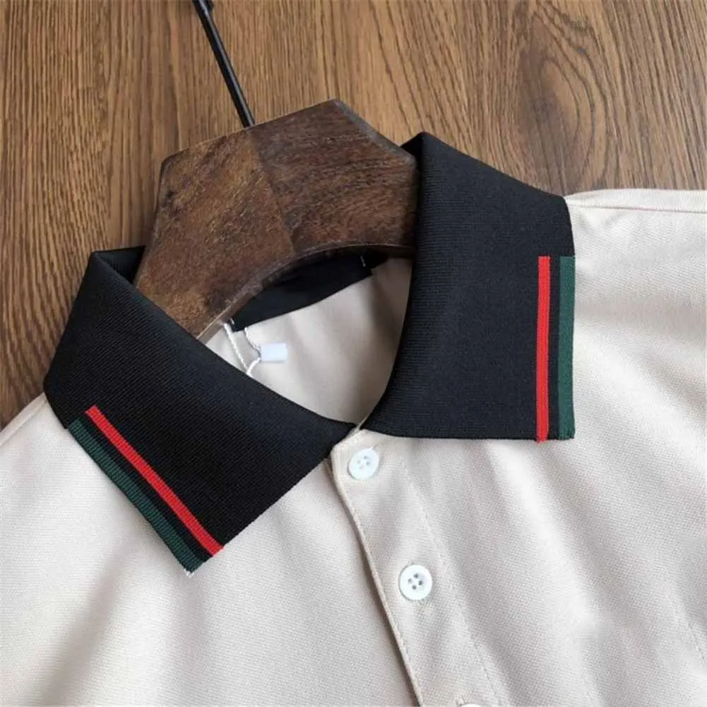 

Hot Polo shirt mens t-shirts striped embroidery printed letters short-sleeved classic business shirt hoodie mens shirt 100%