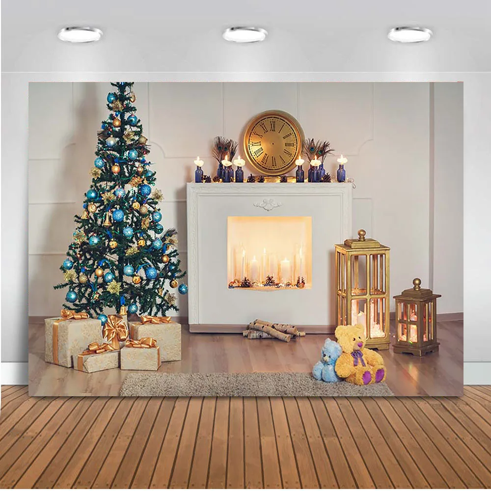 Фон для фотосъемки с изображением камина Рождественская елка фон фотостудии x mas