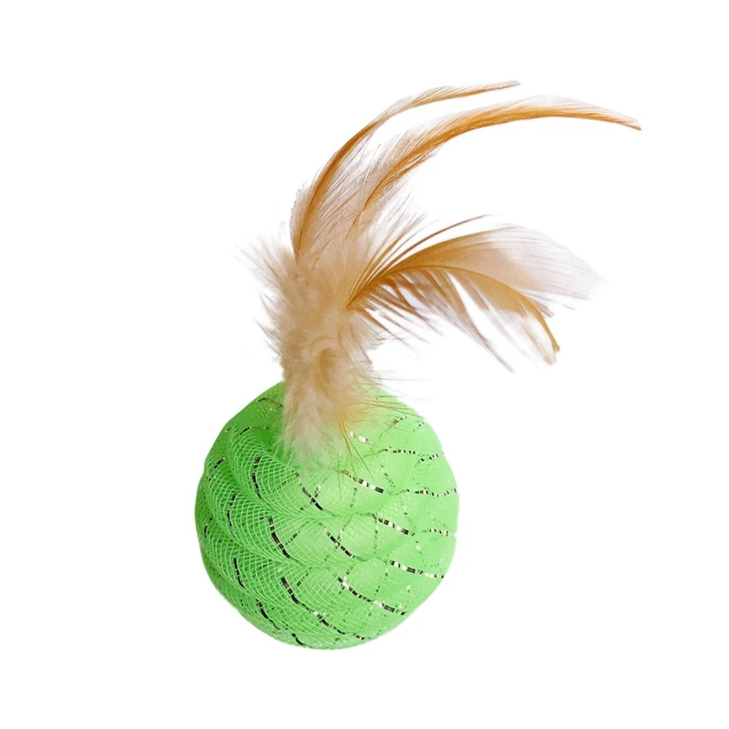 

With Feather The Best Brightly Colored Cat Toy With Bell Cats Entertainment Pet Product 1/4pcs Fun Cat Interactive Ball Toys
