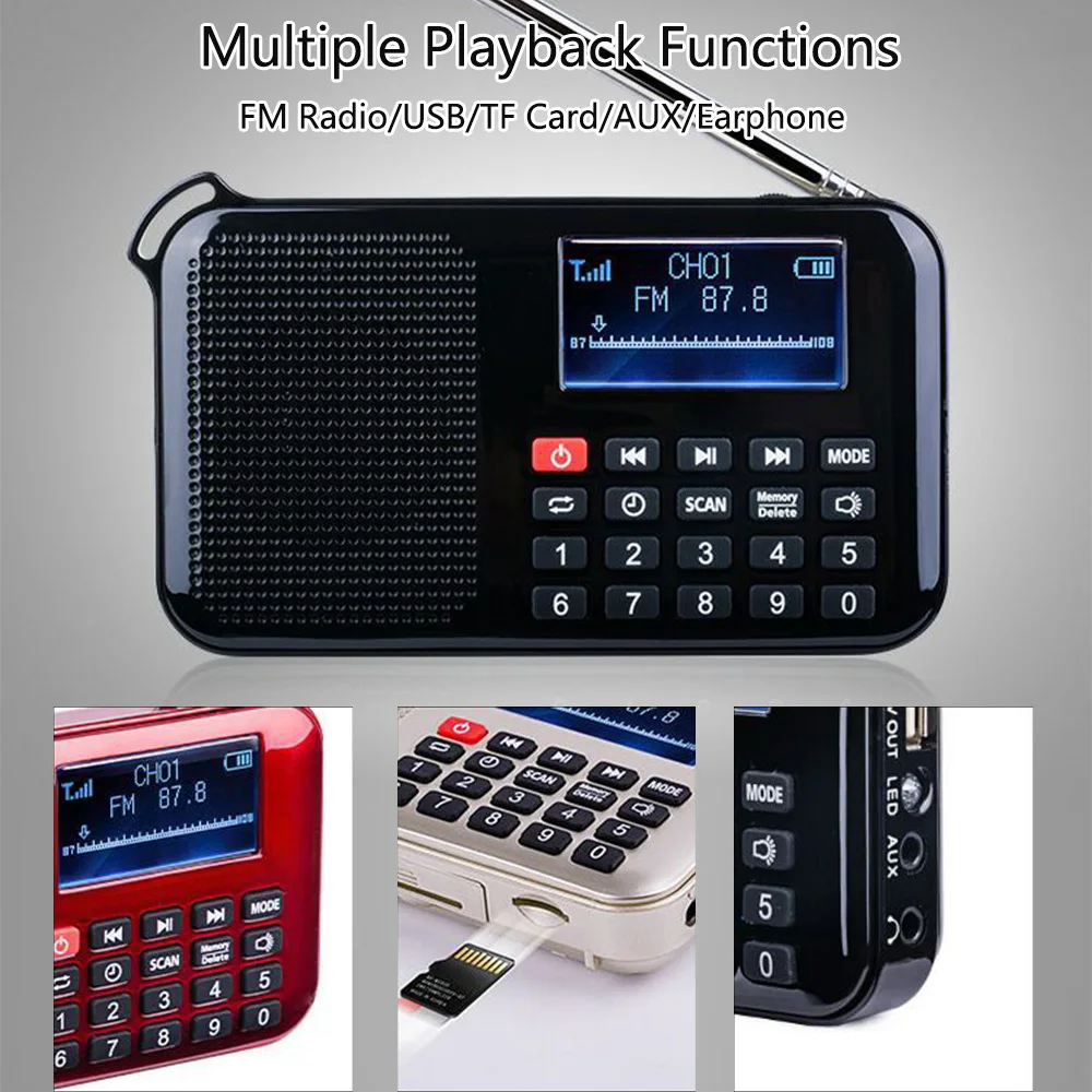 Мини мульти Функция FM радио с USB Micro SD карта TF AUX Наушники MP3 музыкальный плеер