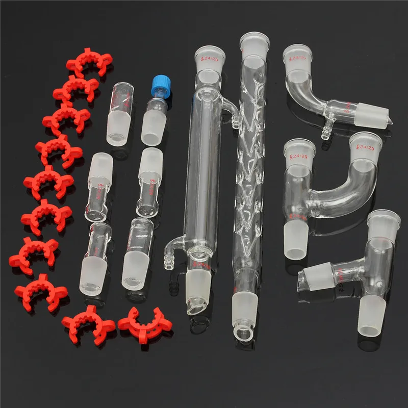 

29Pcs/set Distillation Apparatus Laboratory Glassware Kit Set Chemistry Lab Glass Distilling Distillation Apparatus 24/29