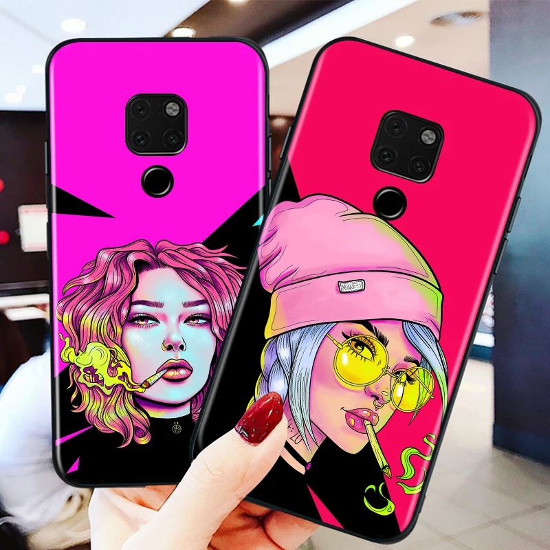 

Fashion Hot Girls Sexy for huawei Mate 10 20 30 40 Lite Pro X Lite RS Plus TPU Black Phone Case