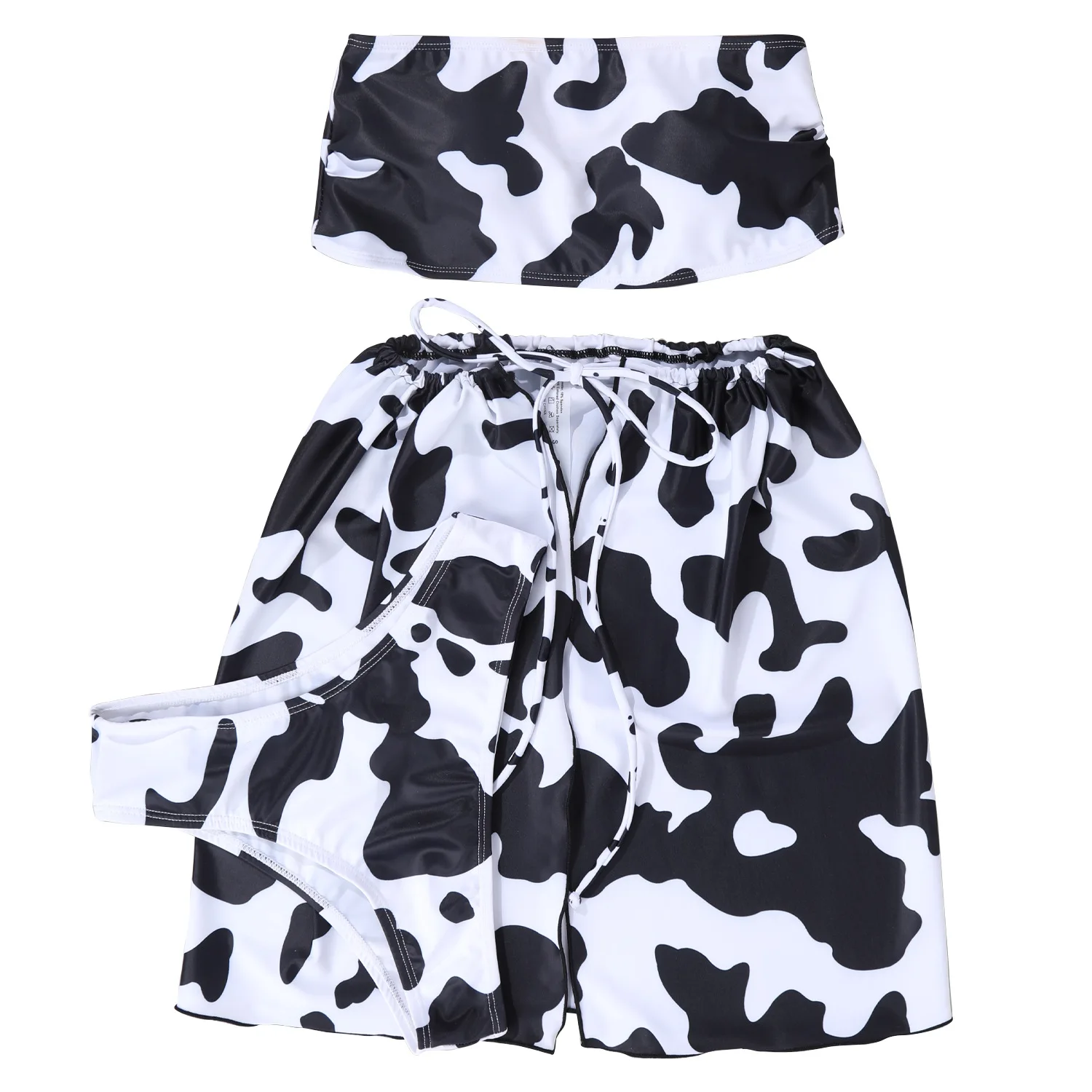 

Three Piece Swimsuit for Women Swimwear Women 3 Piece Split Swimsuit with Cow Pattern and Bras