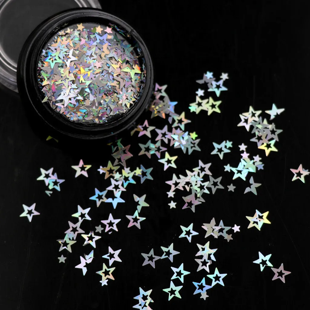 1 Box Of PVC Pentagonal Nail Stickers Star Sequins Nails Art Deco Flash Set Mermaid Sparkling | Красота и здоровье