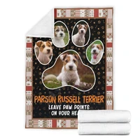 parson russell leave paw prints on your heart fleece blanket printed wearable blanket adultskids fleece blanket sherpa blanket