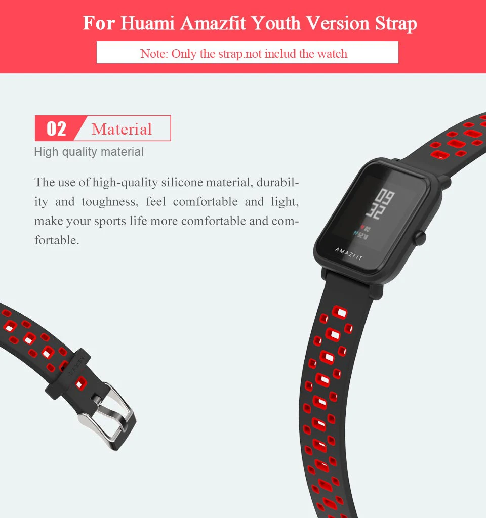 20 мм спортивный силиконовый ремешок на запястье PC чехол для Xiaomi Huami Amazfit Bip BIT PACE Lite браслет Correa Smartwatch
