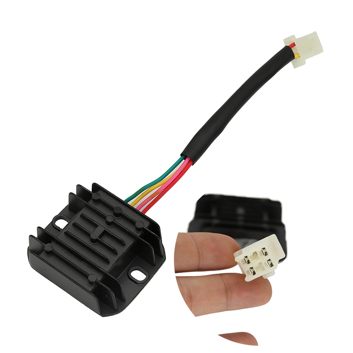 

4 провода 4 контакта 12 регулятор напряжения Выпрямитель для ATV GY6 50 150cc Скутер мопед JCL НСТ TAOTAO алюминиевый сплав черный