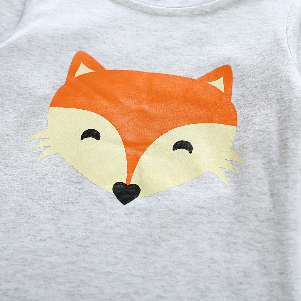 Комплект одежды для новорожденных девочек футболка с принтом лисы + штаны