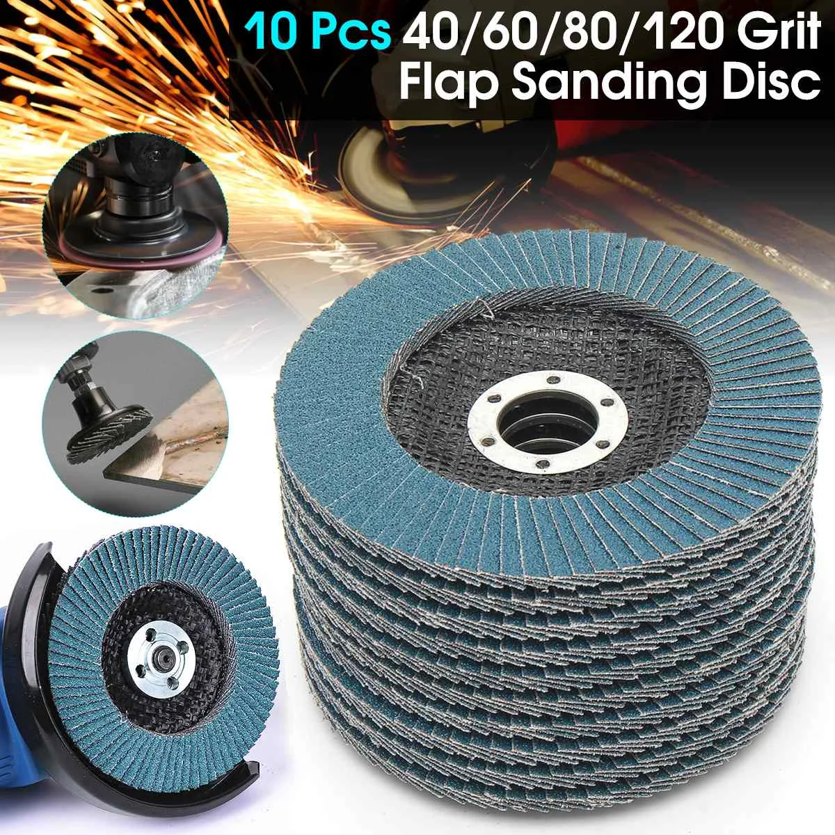 

10pcs Quality Flap Discs 125mm 5inch Sanding Discs 40/60/80/120 Grit Grinding Wheels Blades for Angle Grinder