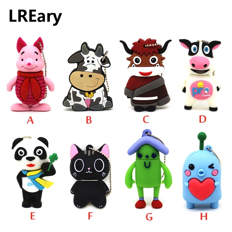 Флеш накопитель USB с мультяшным животным котом пандой 4 Гб флеш Pendrive Cow pig 8 ГБ 16 32 64