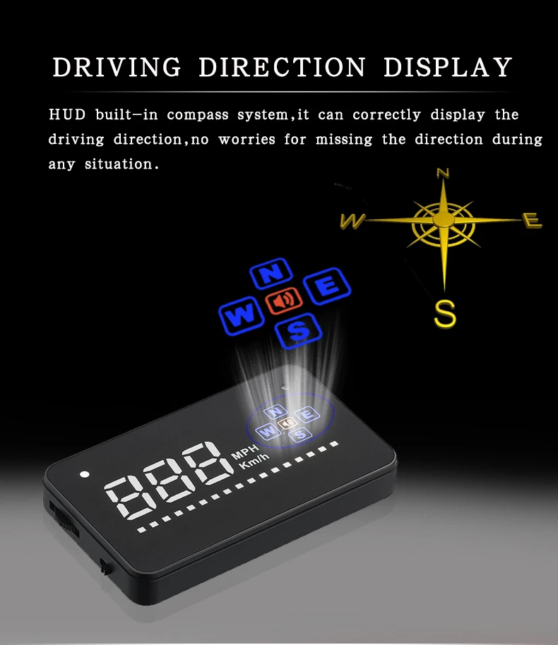 

Car Speed Projector Windshield GPS Head Up Hud Display Car Electronics Gadgets Automobile Rise Monitor OBD2 Driving Computer