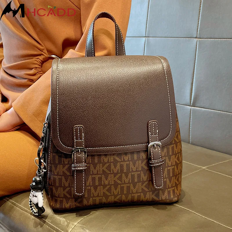 

European and American Style Backpack Classic Flower Backpack Cute PU Leather Leisure Backpack Designer Luxury Travel Female Bag