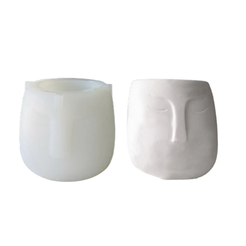 

066C 3D Смола цементная Штукатурная смесь бетонная форма для цветочного горшка креативные формы для абстрактного портрета лица силиконовая ф...