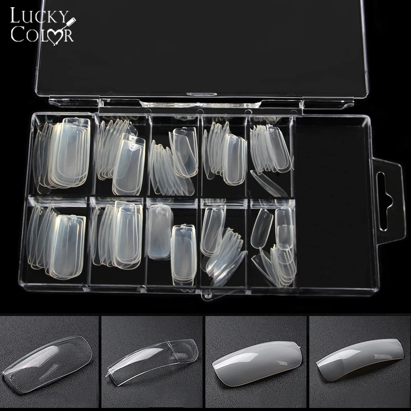 100 шт./кор. поддельные накладные декоративные ногти крышка белый/прозрачный цвет