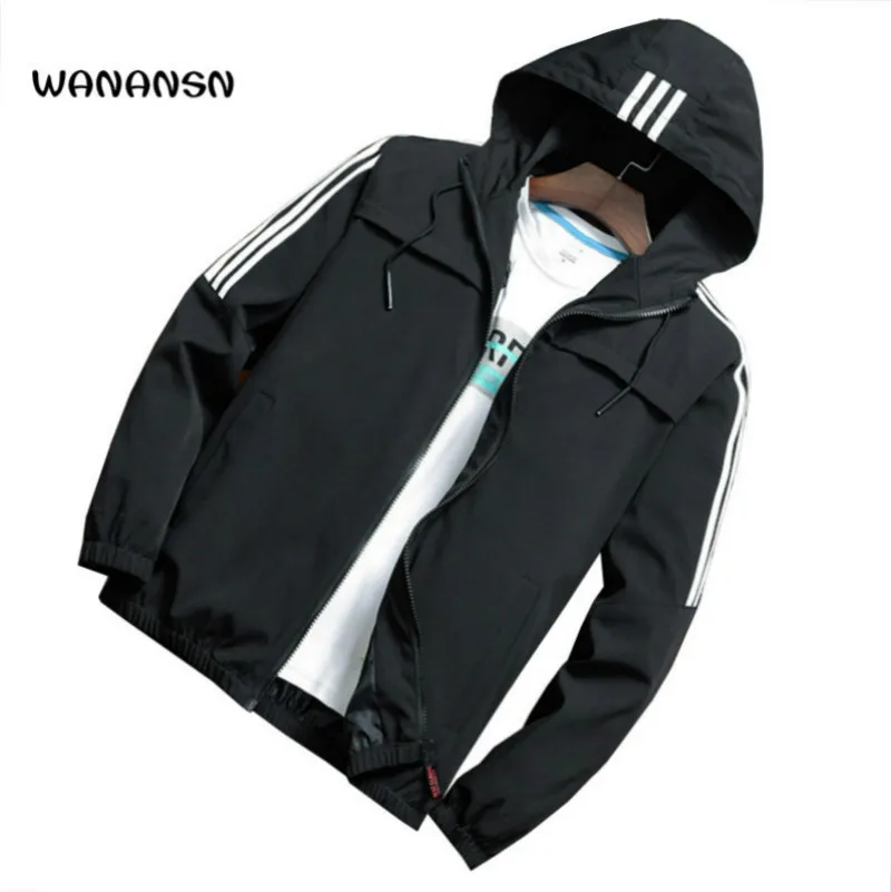 2020 Мужская однотонная куртка на молнии Весенняя Осенняя Модная брендовая