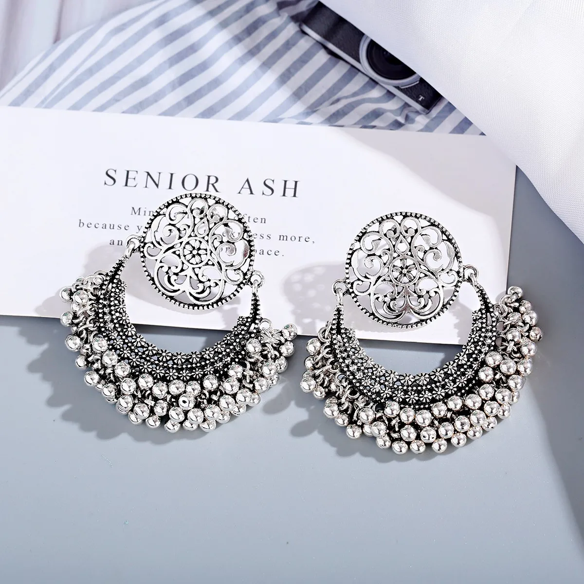 Цыганские египетские Золотая кисточка серьги Jhumka ретро этнические круглые зеркальные серьги-подвески для женщин афганские мексиканские и... (art.: 3a38ea01fe0) - 3a38ea01fe0