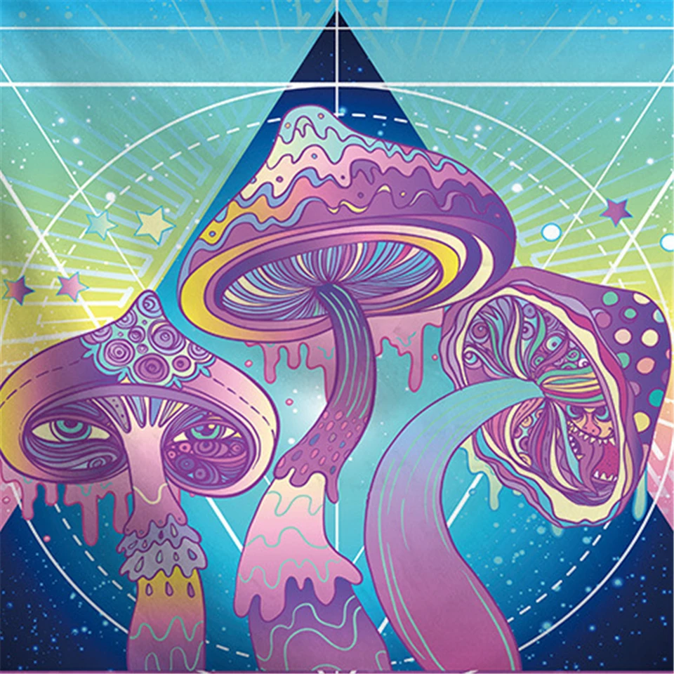 Hippie психоделическая красочная огромная Мандала настенная подвеска Trippy гобелен с