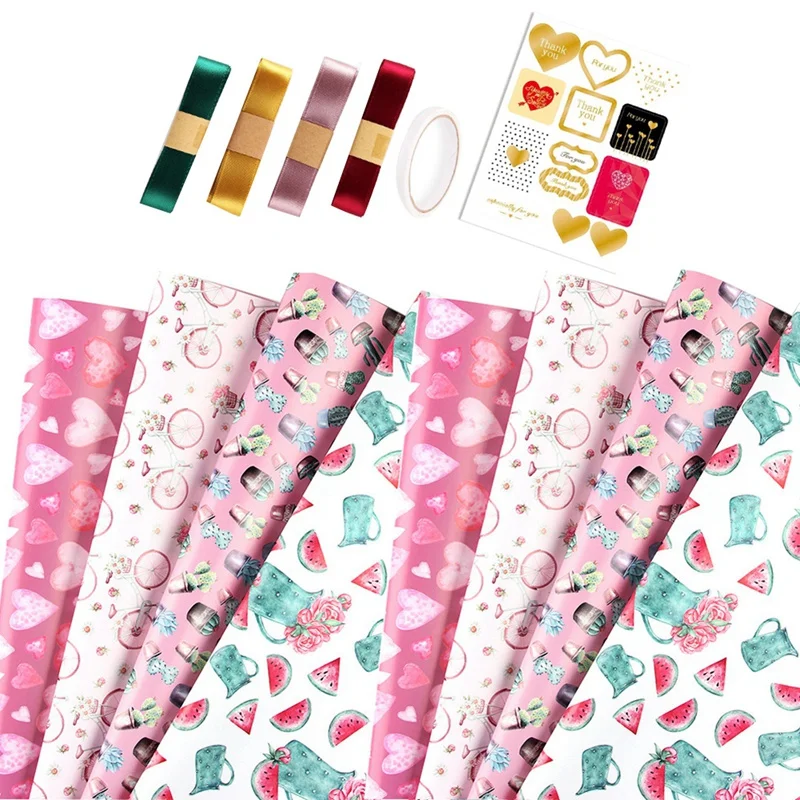 

8 Sheets Gift Wrapping Paper,Wrapping Paper with 4 Different Patterns,Wrapping Paper for Christmas Birthday Party
