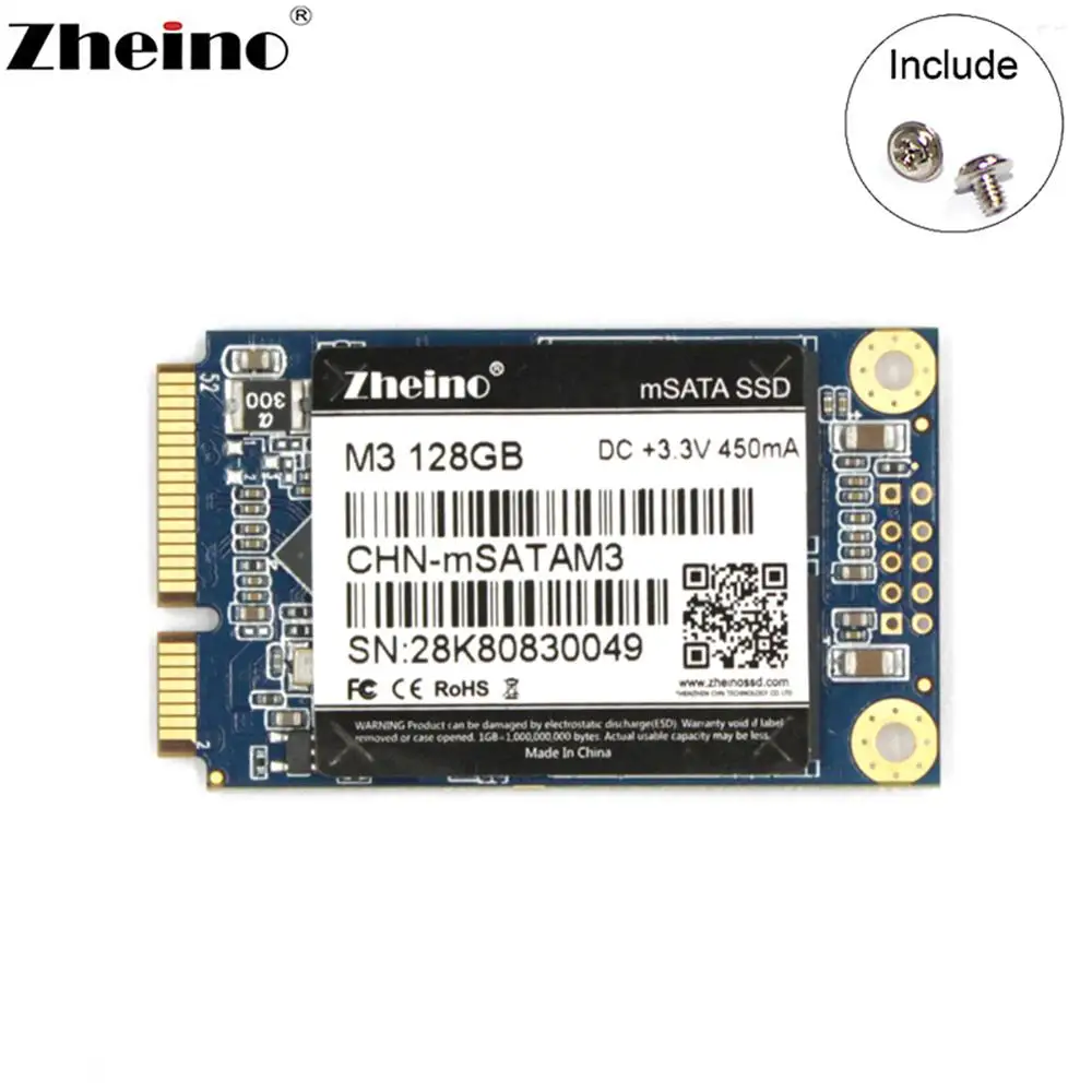 Жесткий диск Zheino mSATA SSD 120 ГБ 128 Внутренний твердотельный жесткий для ноутбука и ПК