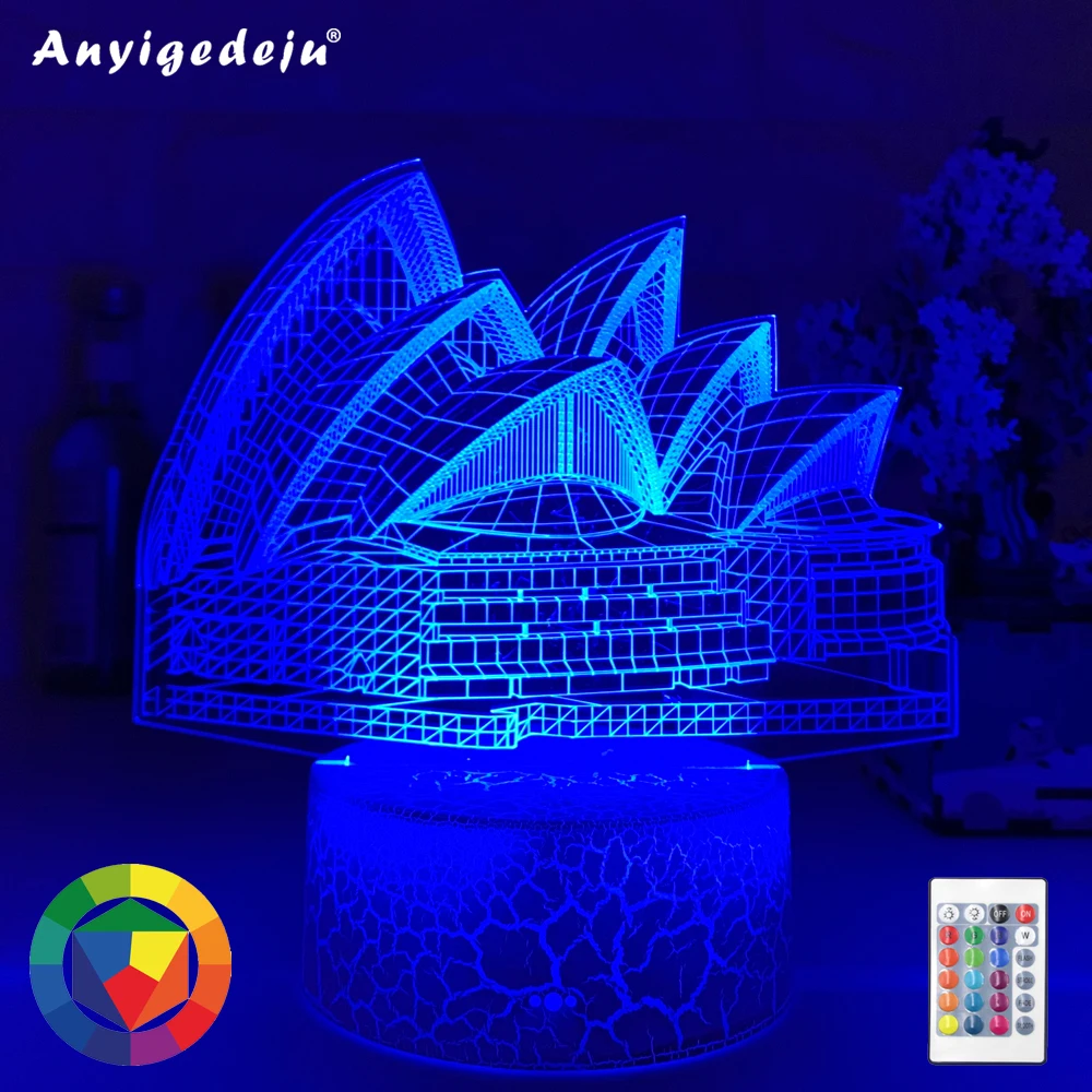 

New Sydney Opera House 3d Illusion Led Baby Night Light Color Changing Bedroom Decor Lights Unique Birthday Gift Table Usb Lamp