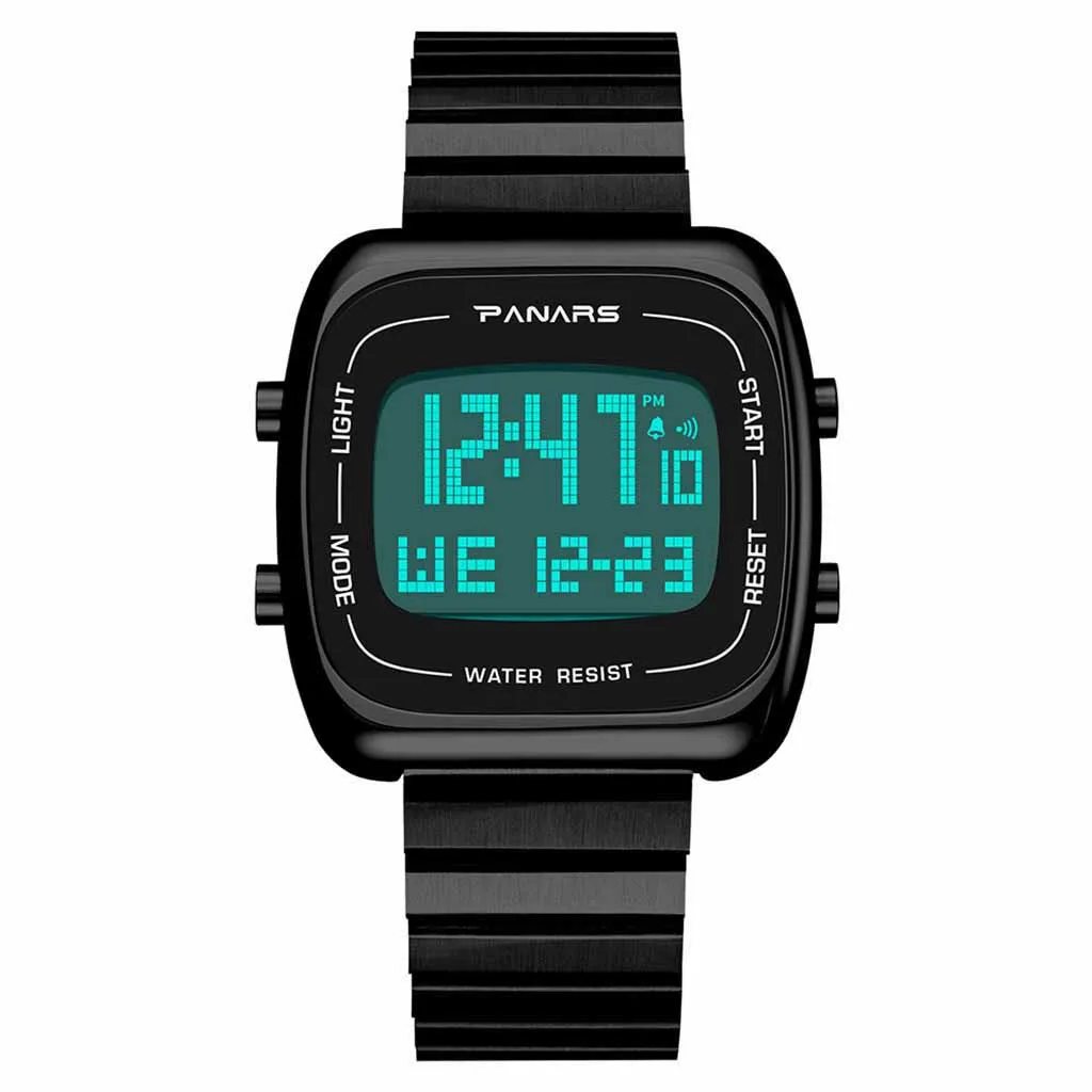 

Watch Men Digital Watch Luxury Fashion Alloy Steel Belt Large Screen Waterproof Multi Function Electronic Watch