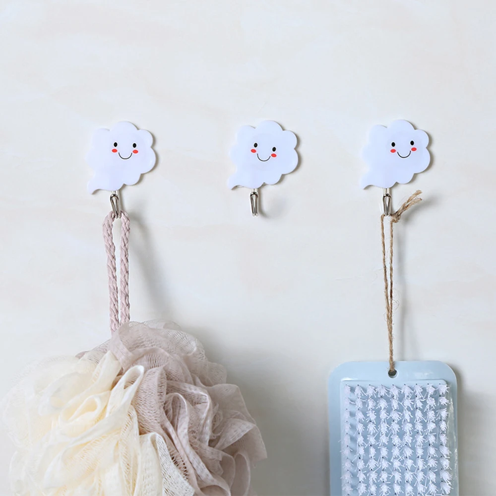

New 3Pcs Self-adhesive Clouds Hanger Wall Hanging Door Key Hooks Bathroom Sticks Clothes Towel Holder Racks Kitchen Accessories